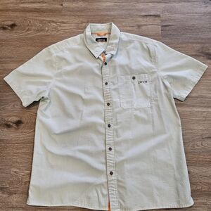 Orvis Seersucker Men's Green Striped Short Sleeve Shirt Size L